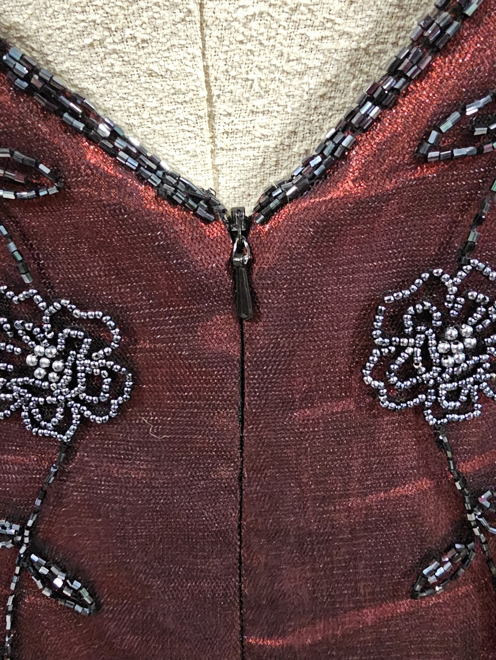 VINTAGE Alyce Designs Beaded Red And Black Gown - Picture 9 of 14